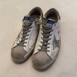 Golden Goose White and Gray Star Sneakers